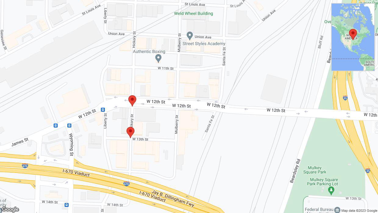 A detailed map that shows the affected road due to 'Kansas City: West 13th Street temporarily closed' on October 7th at 3:35 p.m.