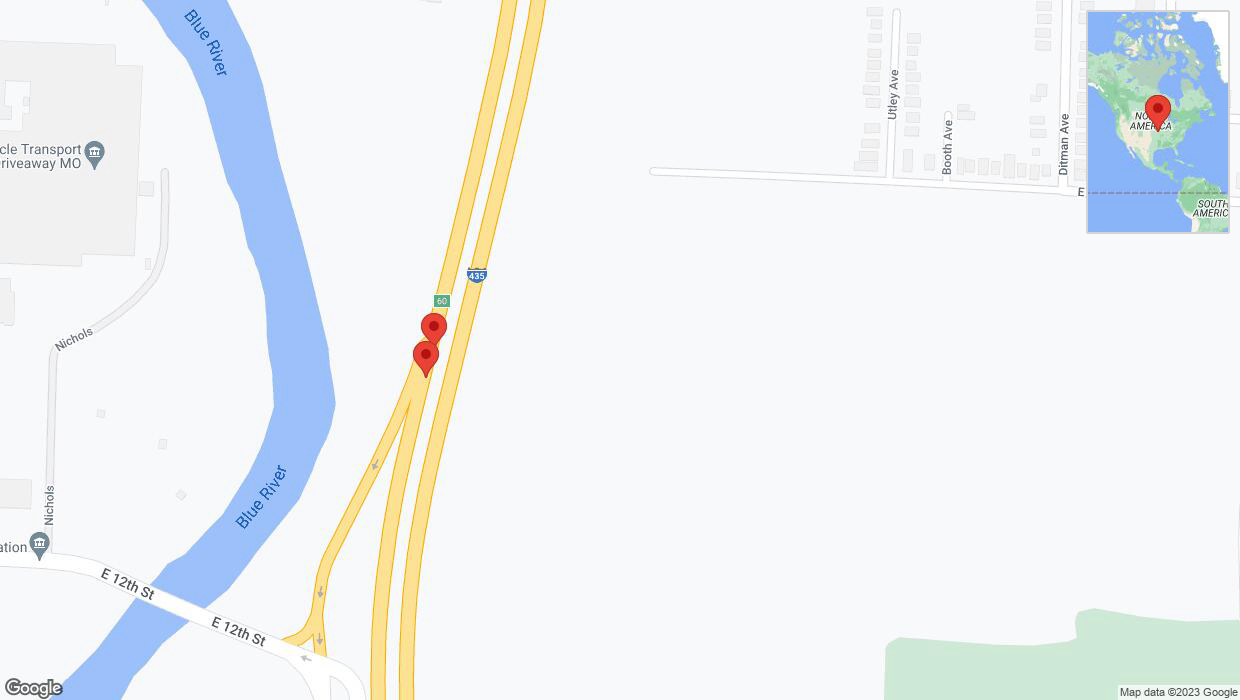 A detailed map that shows the affected road due to 'Broken down vehicle on southbound I-435 in Kansas City' on October 8th at 1:47 p.m.