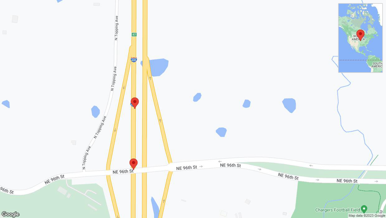 A detailed map that shows the affected road due to 'Broken down vehicle on southbound I-435 in Kansas City' on October 8th at 2:11 p.m.