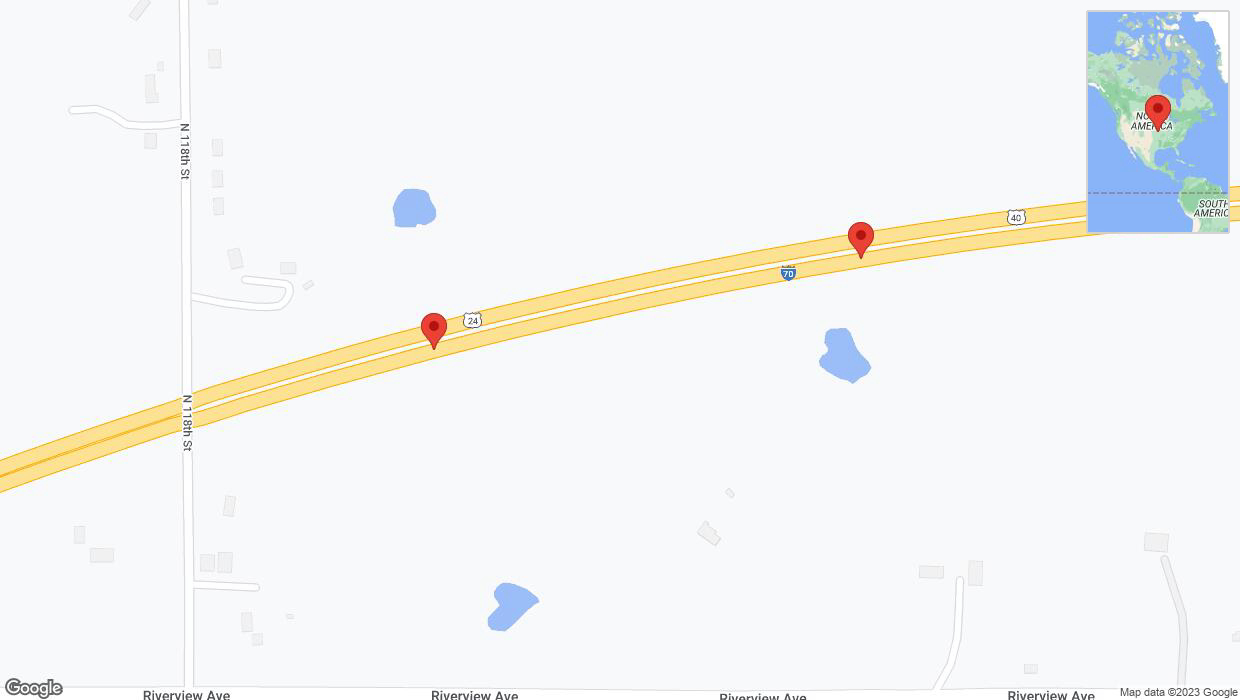 A detailed map that shows the affected road due to 'Broken down vehicle on eastbound I-70 in Bonner Springs' on October 8th at 3:11 p.m.