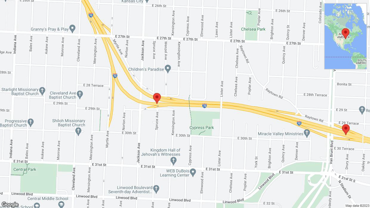 A detailed map that shows the affected road due to 'Warning: Crash on eastbound I-70 in Kansas City' on October 8th at 5:23 p.m.