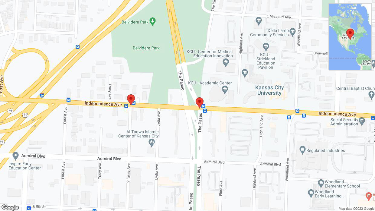 A detailed map that shows the affected road due to 'Independence Avenue/US-24 closed in Kansas City' on October 11th at 10:15 p.m.