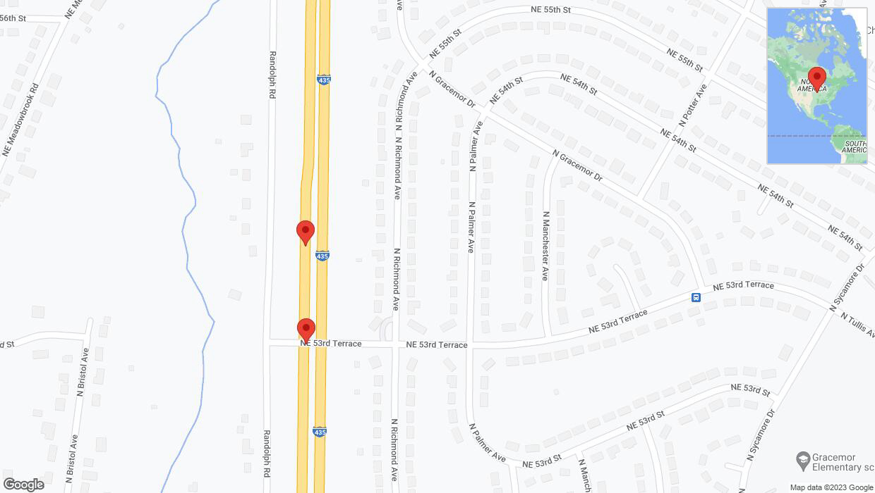 A detailed map that shows the affected road due to 'Broken down vehicle on southbound I-435 in Kansas City' on October 10th at 4:46 p.m.