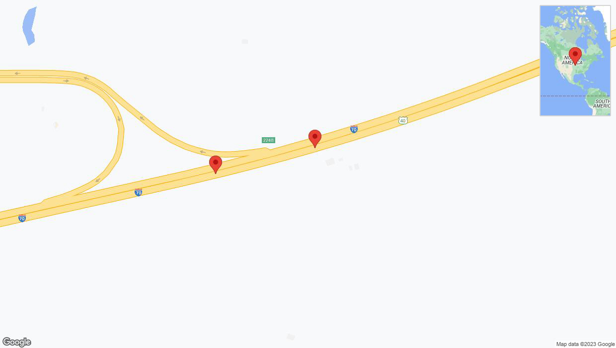 A detailed map that shows the affected road due to 'Crash reported on eastbound I-70 in Bonner Springs' on October 11th at 3:09 p.m.