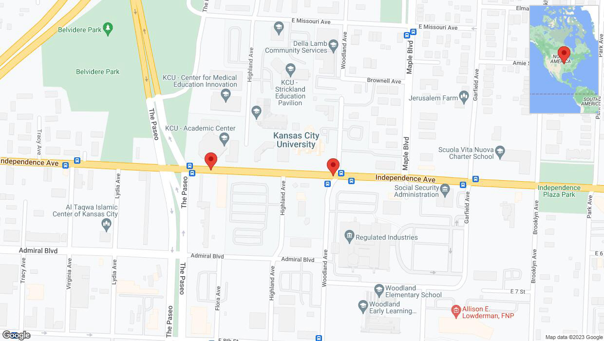 A detailed map that shows the affected road due to 'Independence Avenue/US-24 closed in Kansas City' on October 11th at 10:15 p.m.
