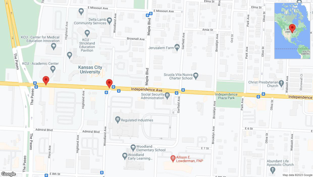 A detailed map that shows the affected road due to 'Independence Avenue/US-24 closed in Kansas City' on October 11th at 8:57 p.m.