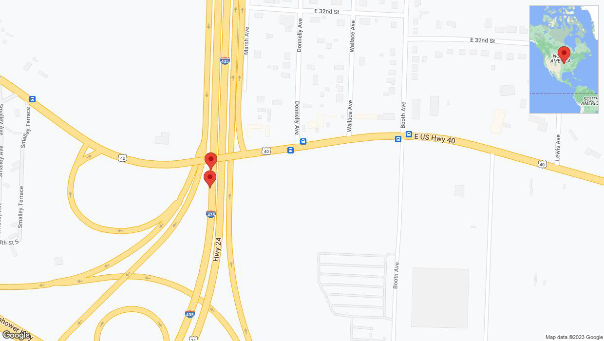 A detailed map that shows the affected road due to 'Broken down vehicle on southbound I-435 in Kansas City' on October 9th at 1:58 p.m.