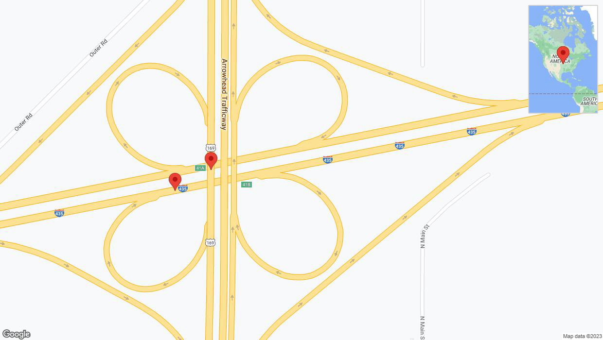 A detailed map that shows the affected road due to 'Kansas City: Interstate 435 temporarily closed' on October 9th at 3:04 p.m.