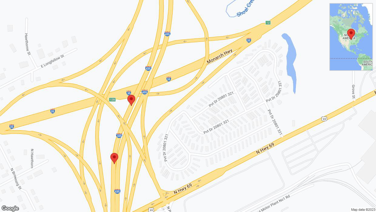 A detailed map that shows the affected road due to 'Crash update: I-435' on October 9th at 11:22 p.m.