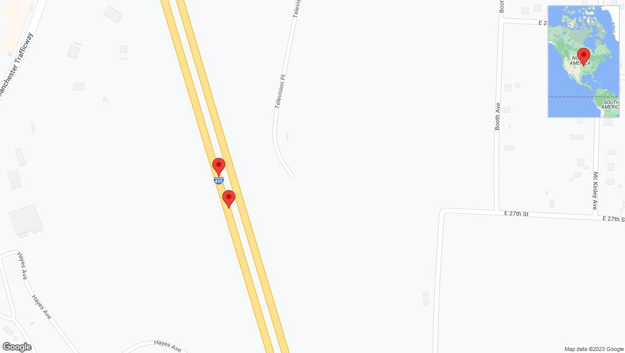 A detailed map that shows the affected road due to 'Broken down vehicle on southbound I-435 in Kansas City' on October 9th at 10:58 p.m.