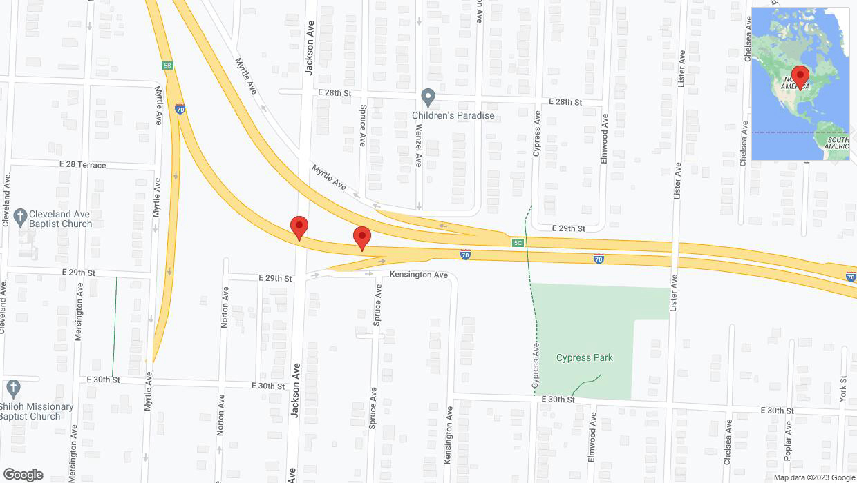 A detailed map that shows the affected road due to 'Broken down vehicle on eastbound I-70 in Kansas City' on October 10th at 3:22 p.m.