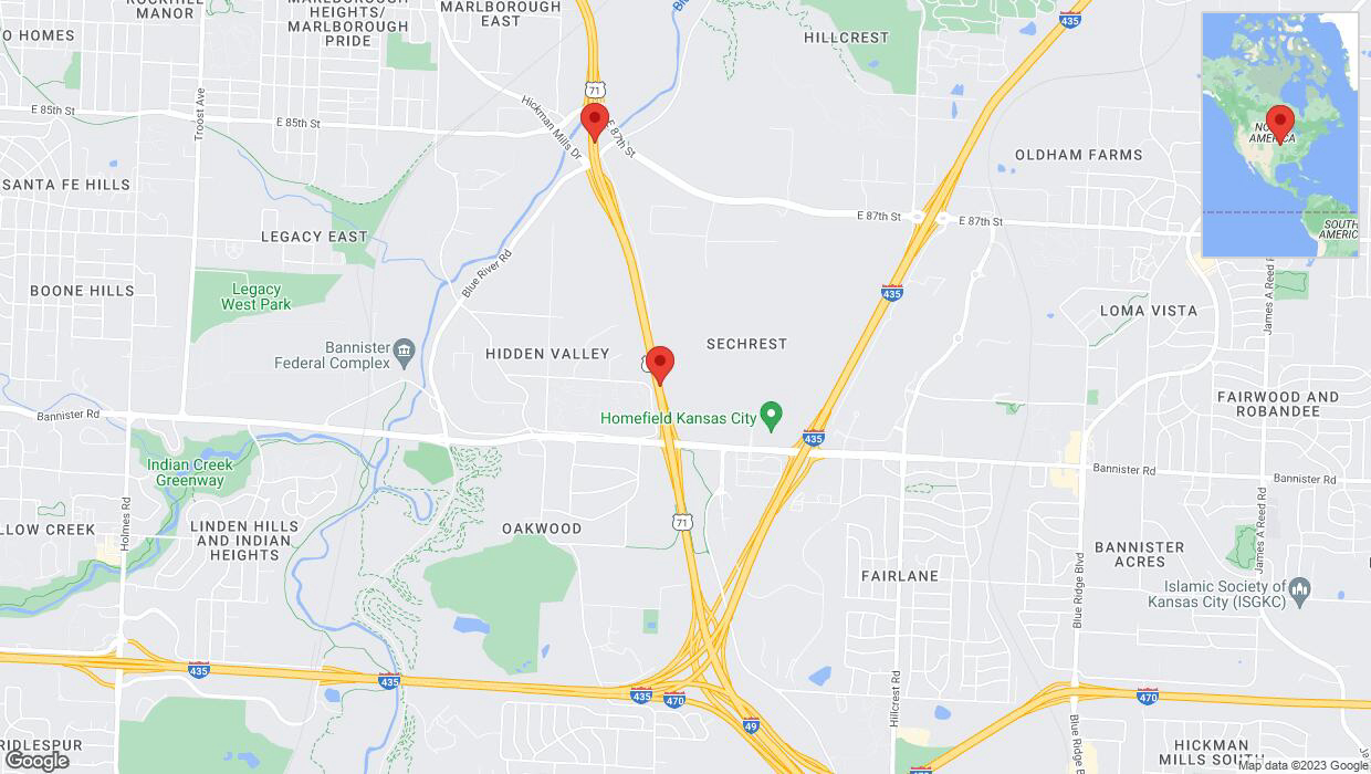 A detailed map that shows the affected road due to 'Crash reported on northbound I-40/US-71 in Kansas City' on October 10th at 1:40 p.m.