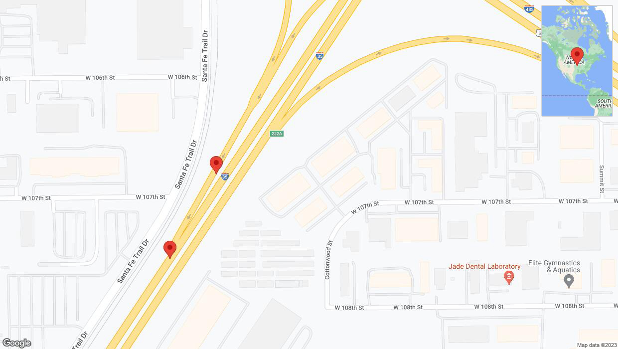 A detailed map that shows the affected road due to 'A crash has been reported in Lenexa' on October 10th at 3:28 p.m.