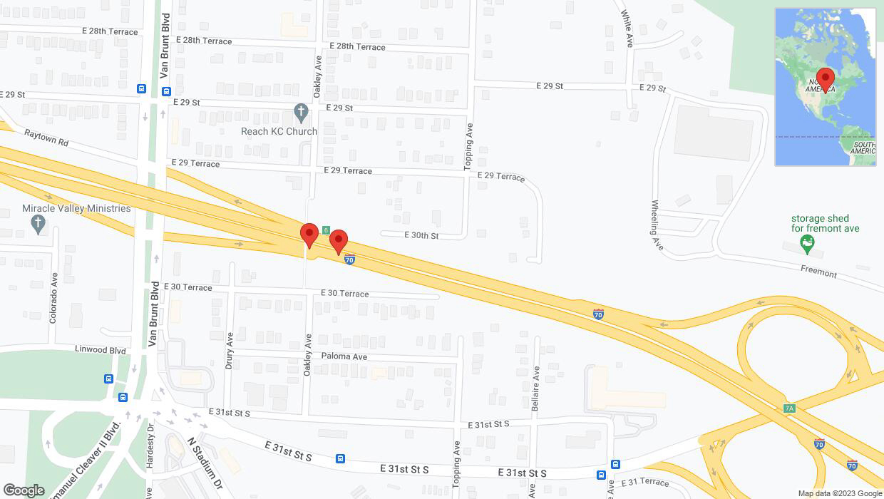A detailed map that shows the affected road due to 'Broken down vehicle on eastbound I-70 in Kansas City' on October 10th at 3:46 p.m.