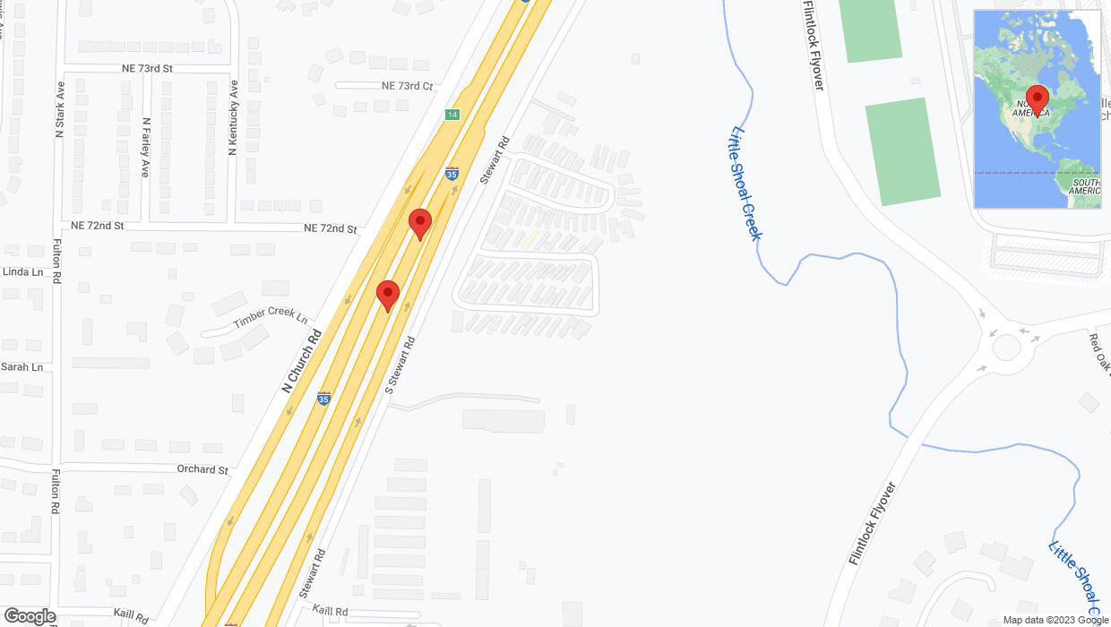 A detailed map that shows the affected road due to 'Broken down vehicle on northbound I-35 in Pleasant Valley' on October 10th at 5:52 p.m.