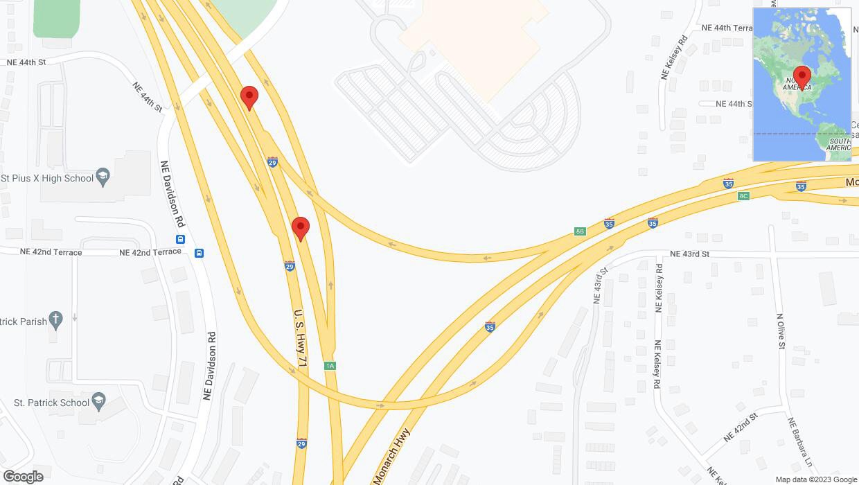 A detailed map that shows the affected road due to 'Broken down vehicle on northbound I-29 in Kansas City' on October 10th at 6:58 p.m.