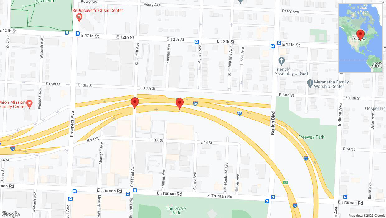 A detailed map that shows the affected road due to 'Broken down vehicle on eastbound I-70 in Kansas City' on October 10th at 7:16 p.m.