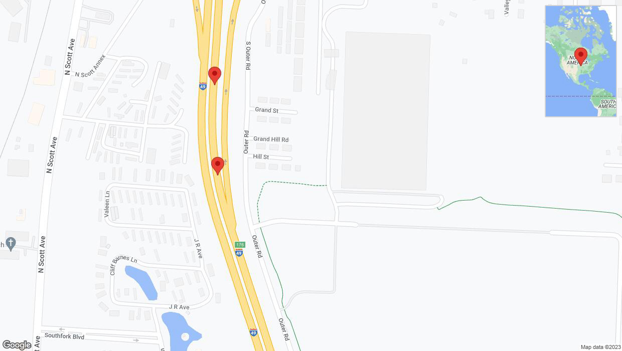 A detailed map that shows the affected road due to 'Warning in Belton: Crash reported on northbound I-40/US-71' on October 11th at 12:57 p.m.