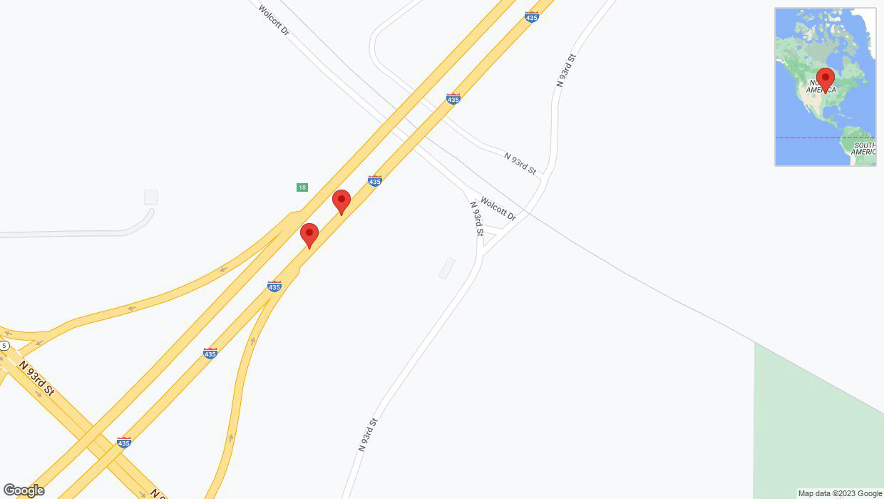 A detailed map that shows the affected road due to 'Broken down vehicle on northbound I-435 in Kansas City' on October 11th at 2:03 p.m.