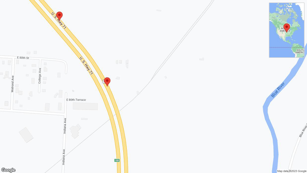 A detailed map that shows the affected road due to 'Broken down vehicle on northbound I-40/US-71 in Kansas City' on October 11th at 2:51 p.m.