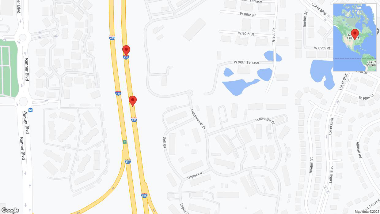 A detailed map that shows the affected road due to 'Broken down vehicle on northbound I-435 in Lenexa' on October 11th at 2:39 p.m.
