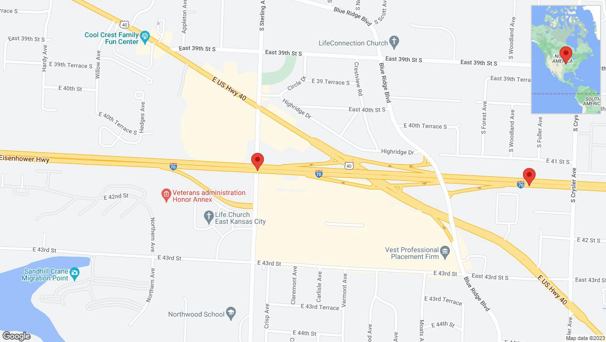 A detailed map that shows the affected road due to 'A crash has been reported on eastbound I-70' on October 11th at 4:51 p.m.