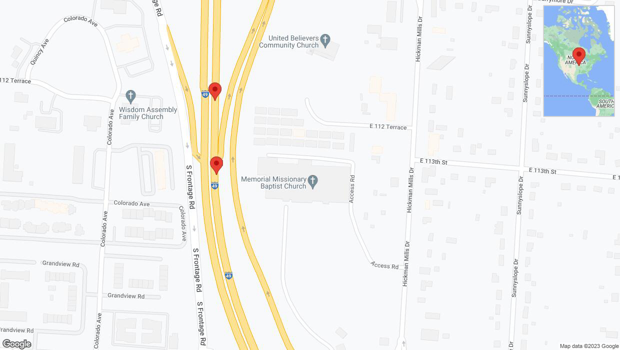 A detailed map that shows the affected road due to 'Broken down vehicle on northbound I-40/US-71 in Kansas City' on October 11th at 5:27 p.m.