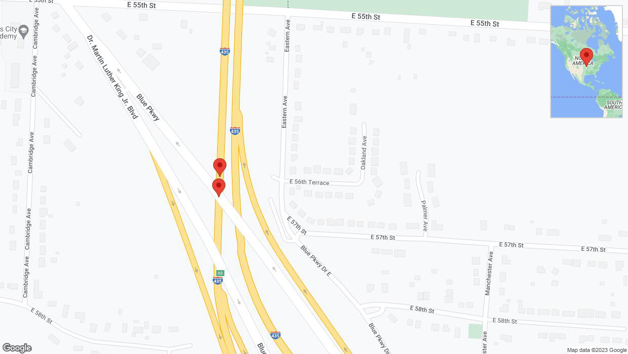 A detailed map that shows the affected road due to 'Broken down vehicle on southbound I-435 in Kansas City' on October 11th at 5:45 p.m.