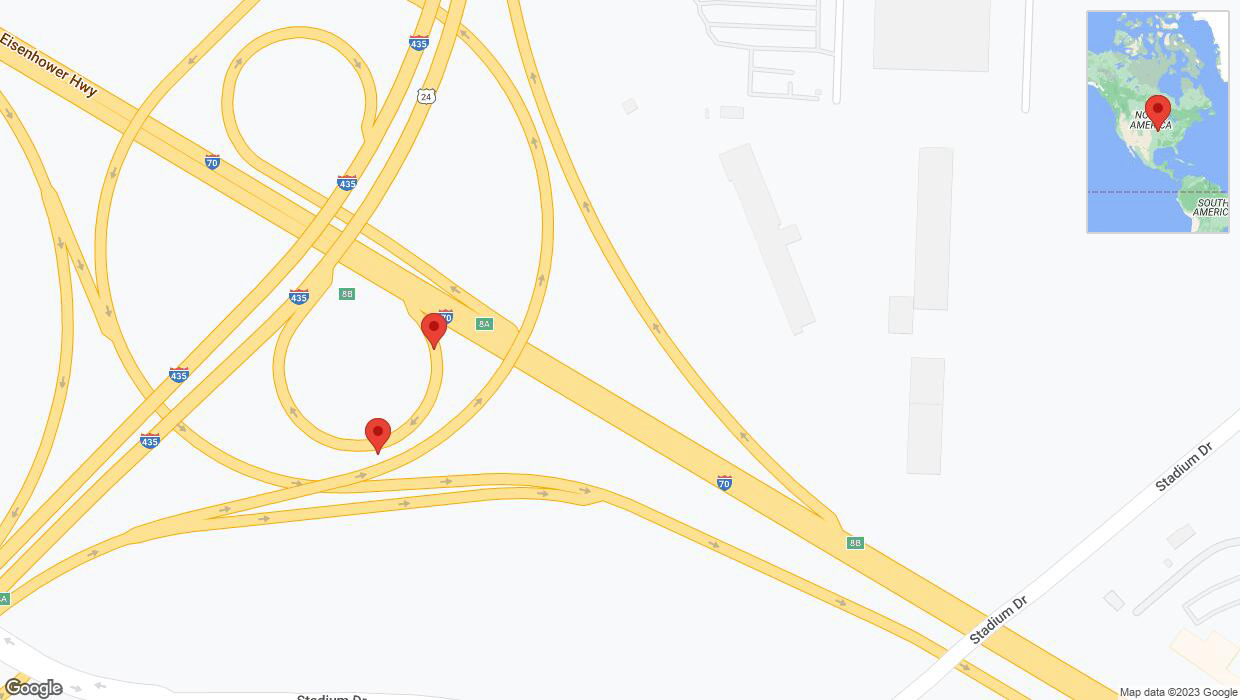A detailed map that shows the affected road due to 'Broken down vehicle on the George Brett Super Highway in Kansas City' on October 11th at 6:15 p.m.