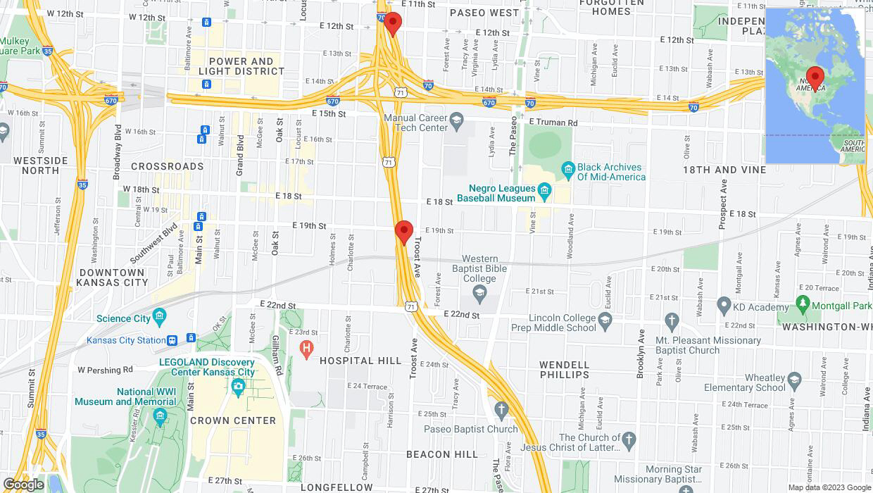 A detailed map that shows the affected road due to 'A crash has been reported on northbound US-71' on October 11th at 7:45 p.m.