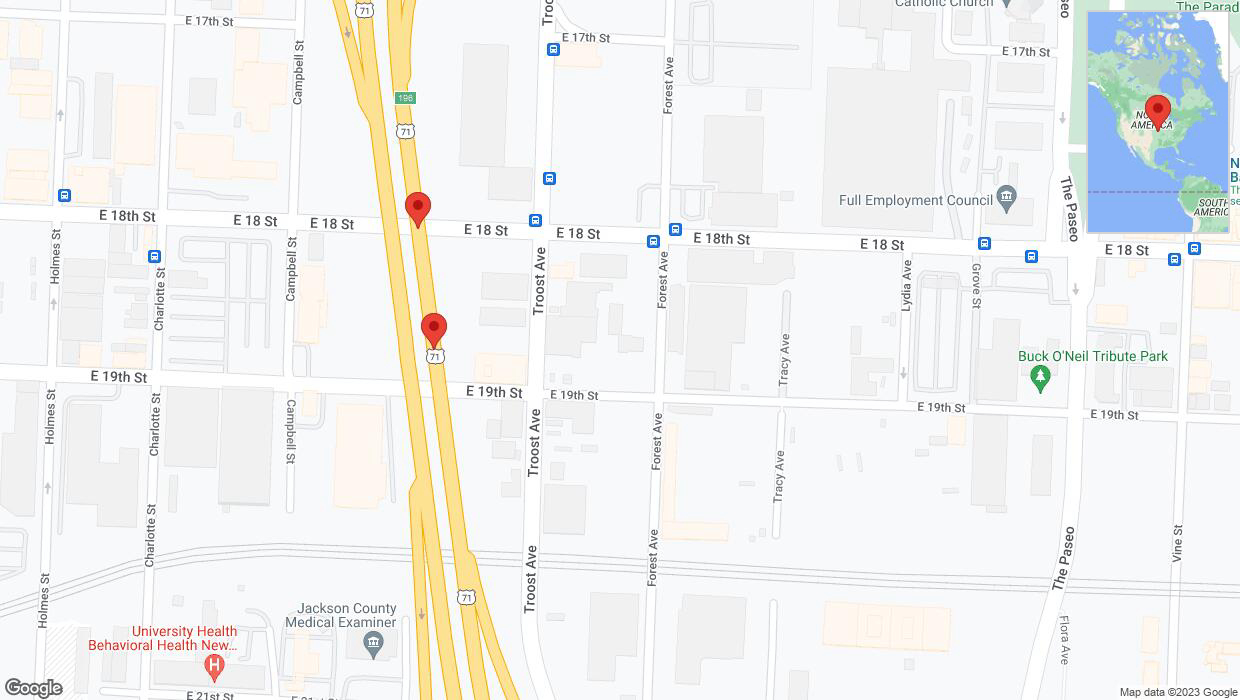 A detailed map that shows the affected road due to 'A crash has been reported on northbound US-71' on October 11th at 9:03 p.m.
