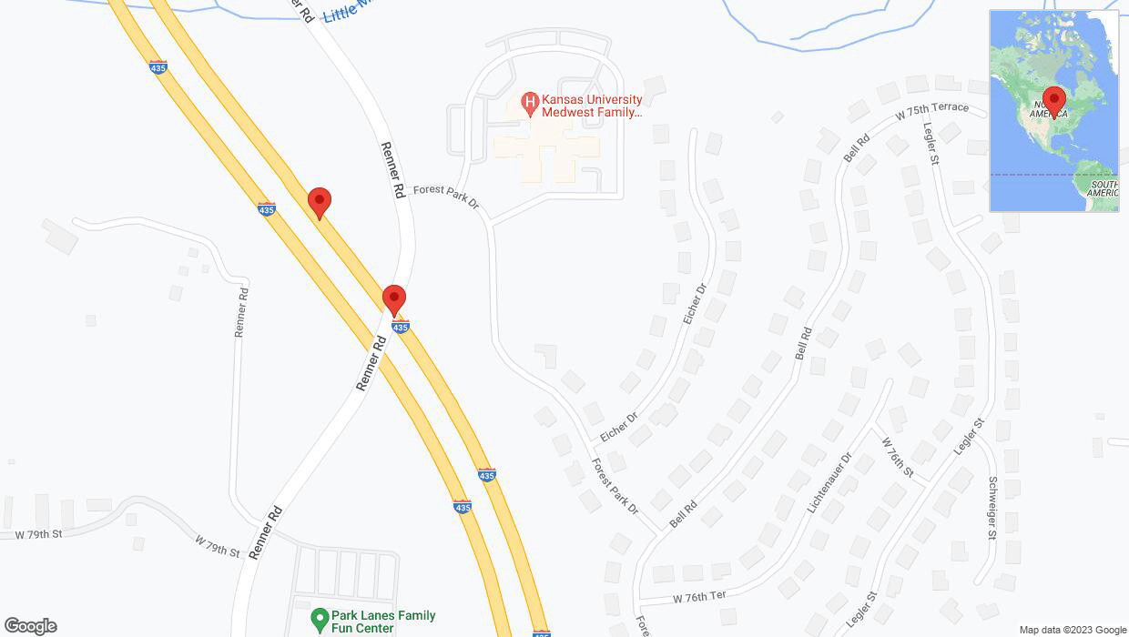 A detailed map that shows the affected road due to 'Broken down vehicle on northbound I-435 in Shawnee' on October 11th at 8:39 p.m.