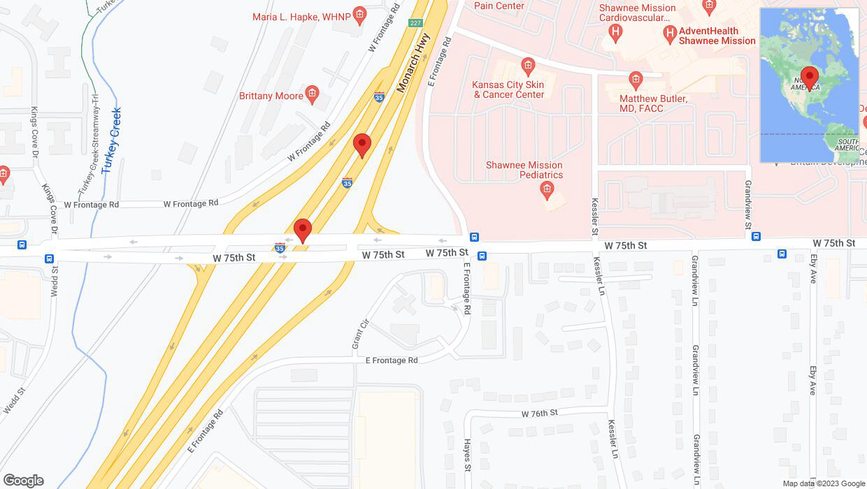 A detailed map that shows the affected road due to 'Broken down vehicle on eastbound I-35 in Overland Park' on October 12th at 2:57 p.m.