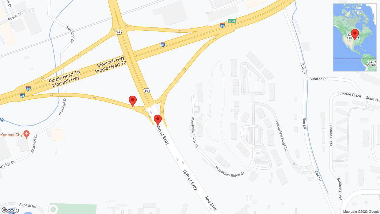 A detailed map that shows the affected road due to 'Broken down vehicle on the 18th Street Expressway in Kansas City' on October 12th at 3:03 p.m.