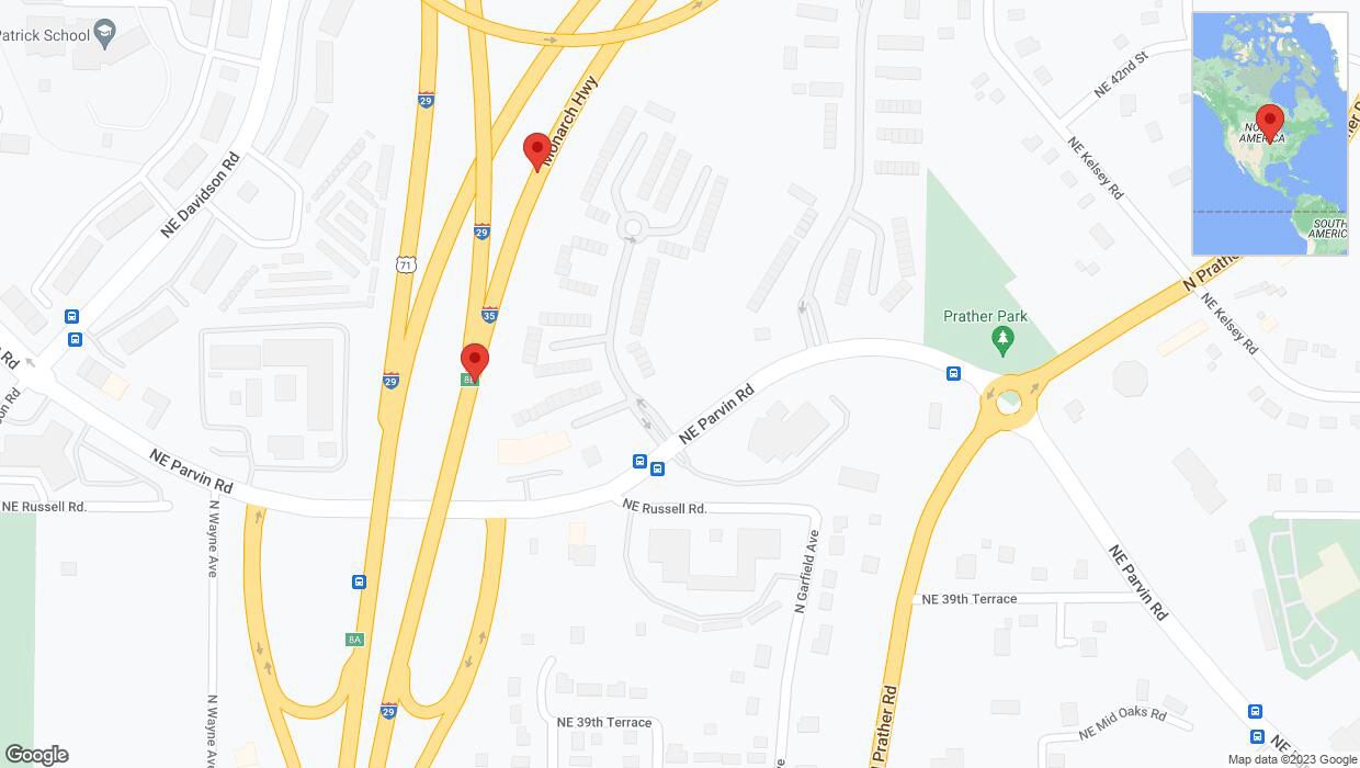 A detailed map that shows the affected road due to 'Broken down vehicle on northbound I-35 North in Kansas City' on October 12th at 5:51 p.m.