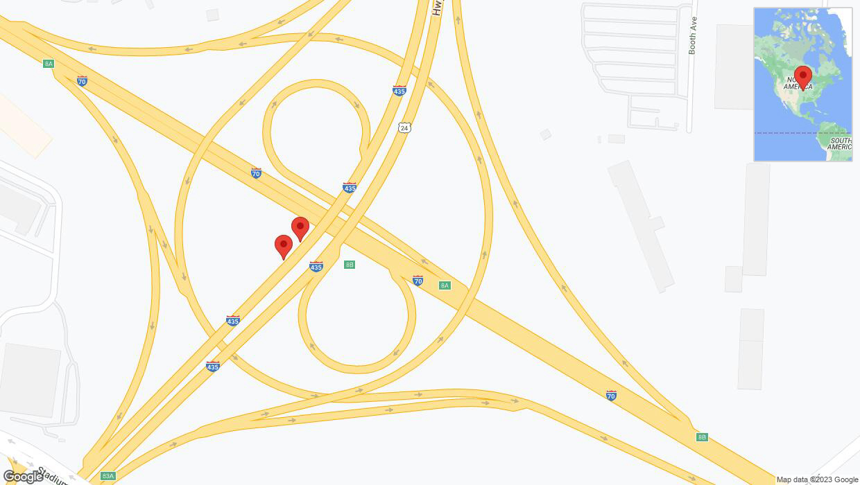 A detailed map that shows the affected road due to 'Broken down vehicle on southbound I-435 in Kansas City' on October 12th at 4:57 p.m.