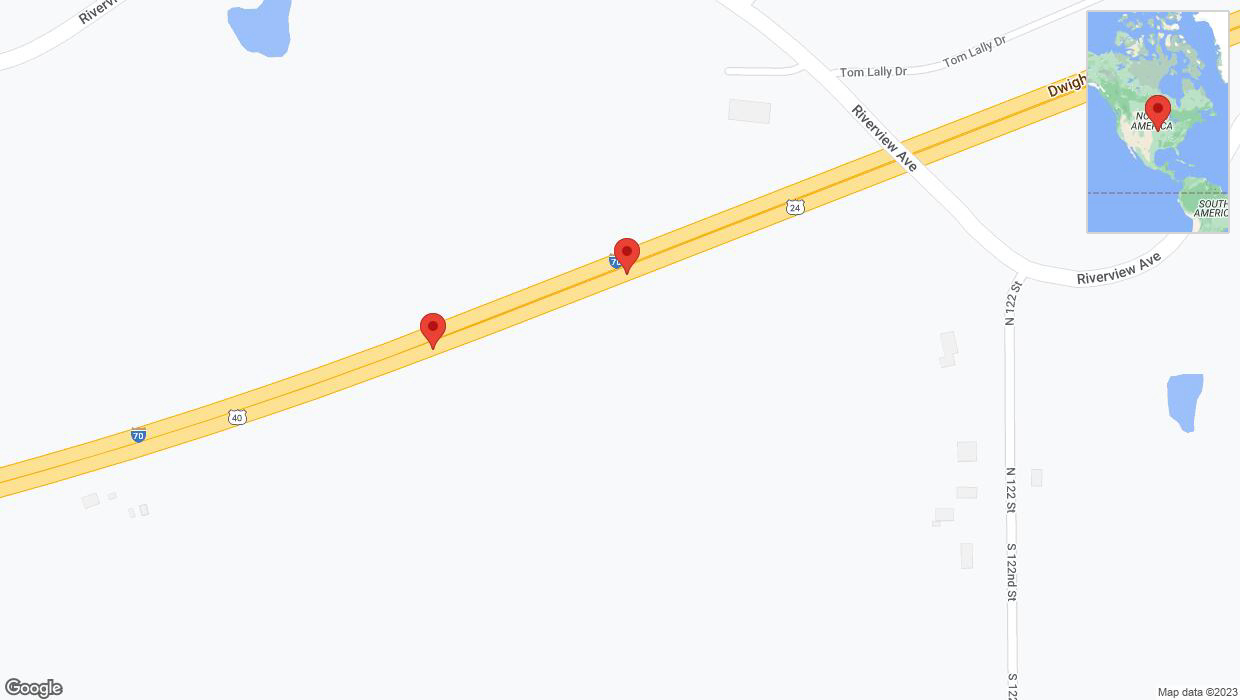 A detailed map that shows the affected road due to 'Broken down vehicle on eastbound I-70 in Bonner Springs' on October 12th at 5:45 p.m.