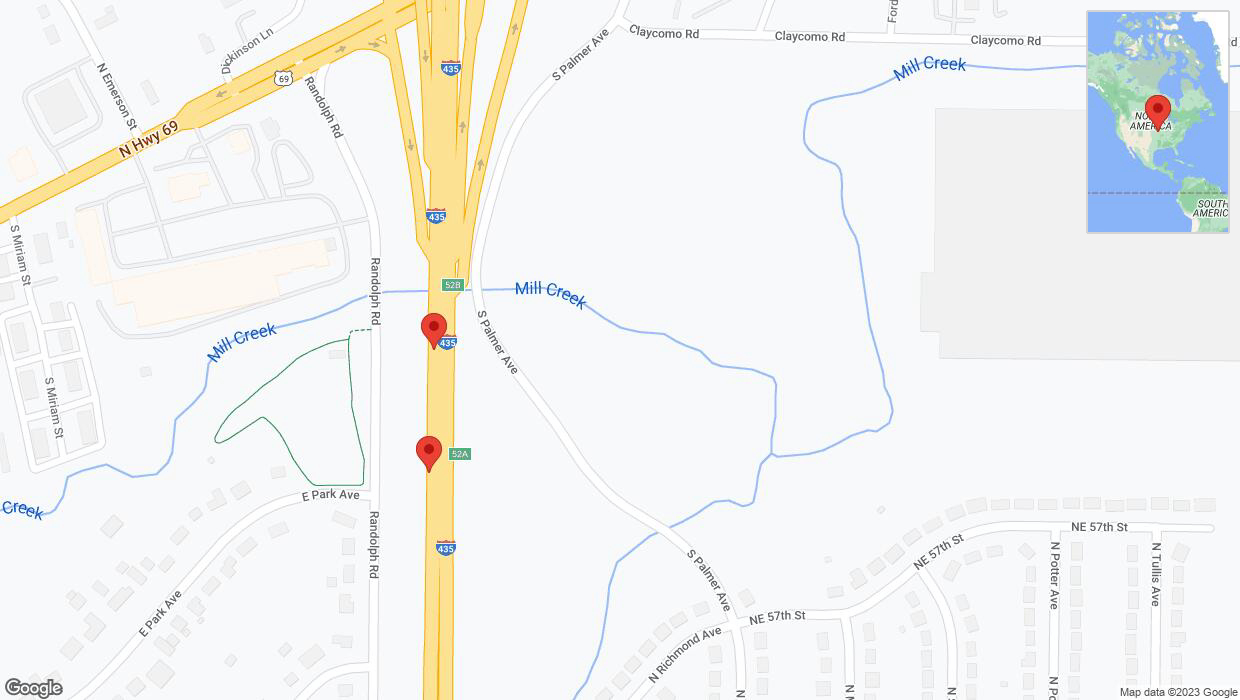 A detailed map that shows the affected road due to 'Broken down vehicle on southbound I-435 in Kansas City' on October 12th at 7:51 p.m.