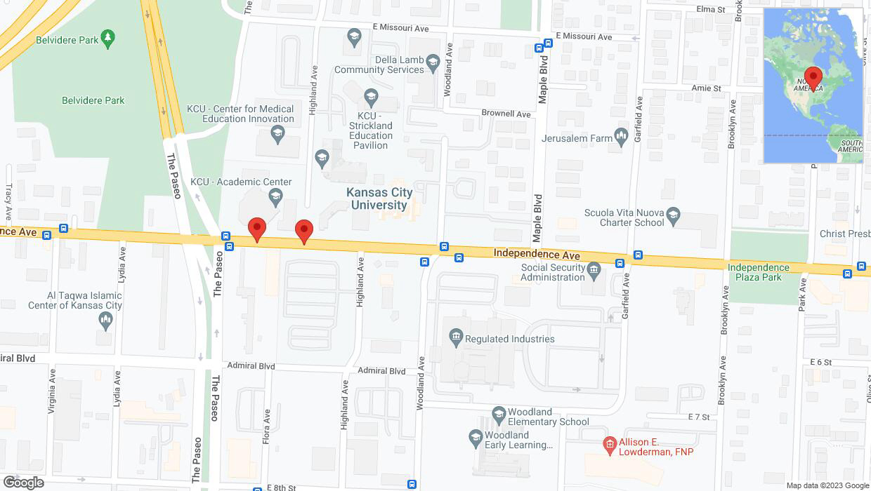 A detailed map that shows the affected road due to 'Independence Avenue/US-24 closed in Kansas City' on October 13th at 7:03 p.m.