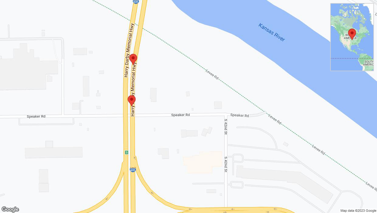 A detailed map that shows the affected road due to 'Broken down vehicle on northbound I-635 in Kansas City' on October 14th at 4:21 p.m.