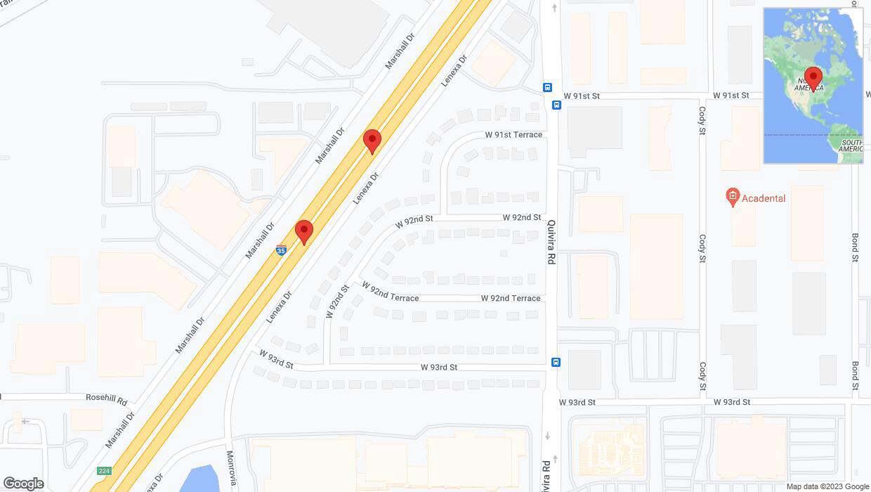 A detailed map that shows the affected road due to 'Broken down vehicle on eastbound I-35 in Lenexa' on October 13th at 4:45 p.m.