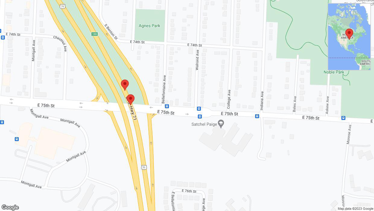 A detailed map that shows the affected road due to 'Broken down vehicle on northbound I-40/US-71 in Kansas City' on October 13th at 3:03 p.m.