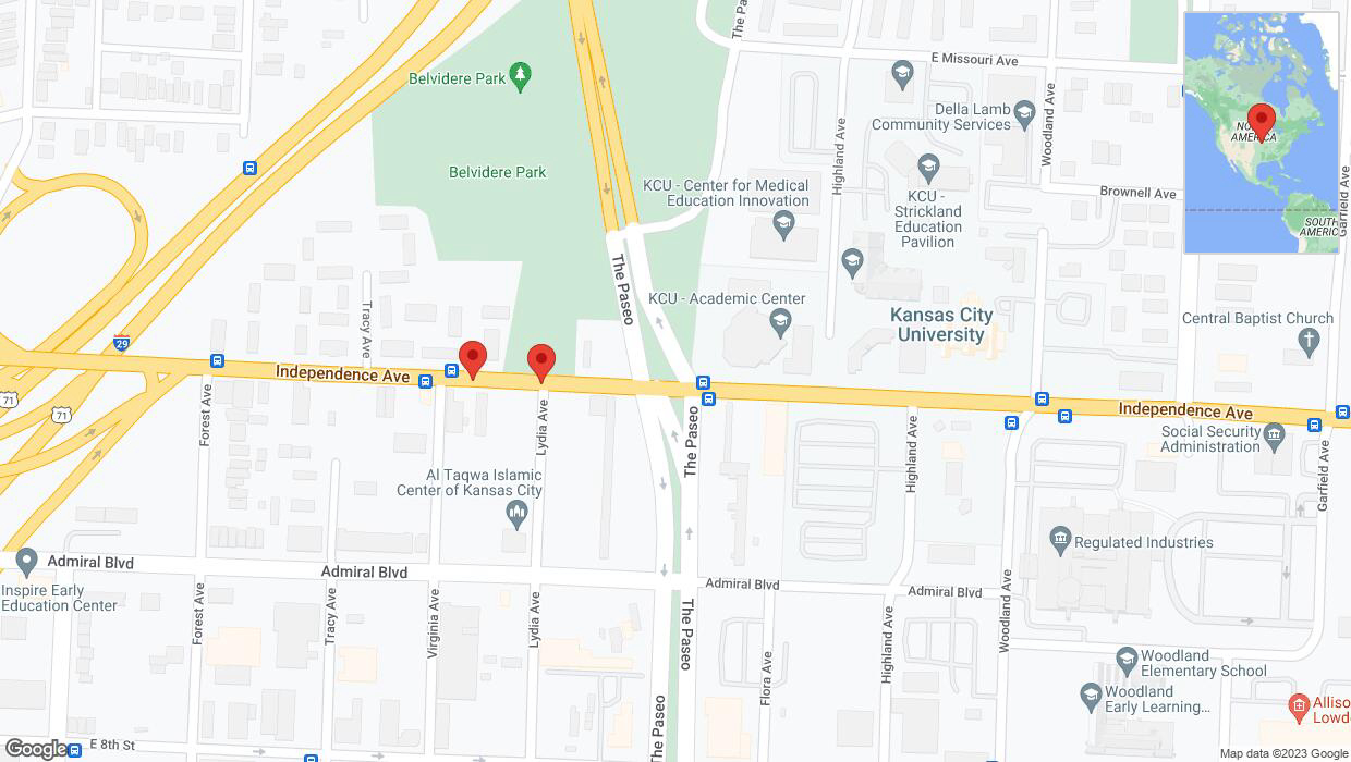 A detailed map that shows the affected road due to 'Independence Avenue/US-24 closed in Kansas City' on October 13th at 4:21 p.m.