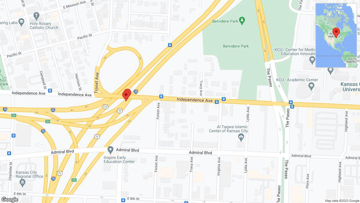 A detailed map that shows the affected road due to 'Broken down vehicle on northbound I-35 in Kansas City' on October 13th at 6:51 p.m.
