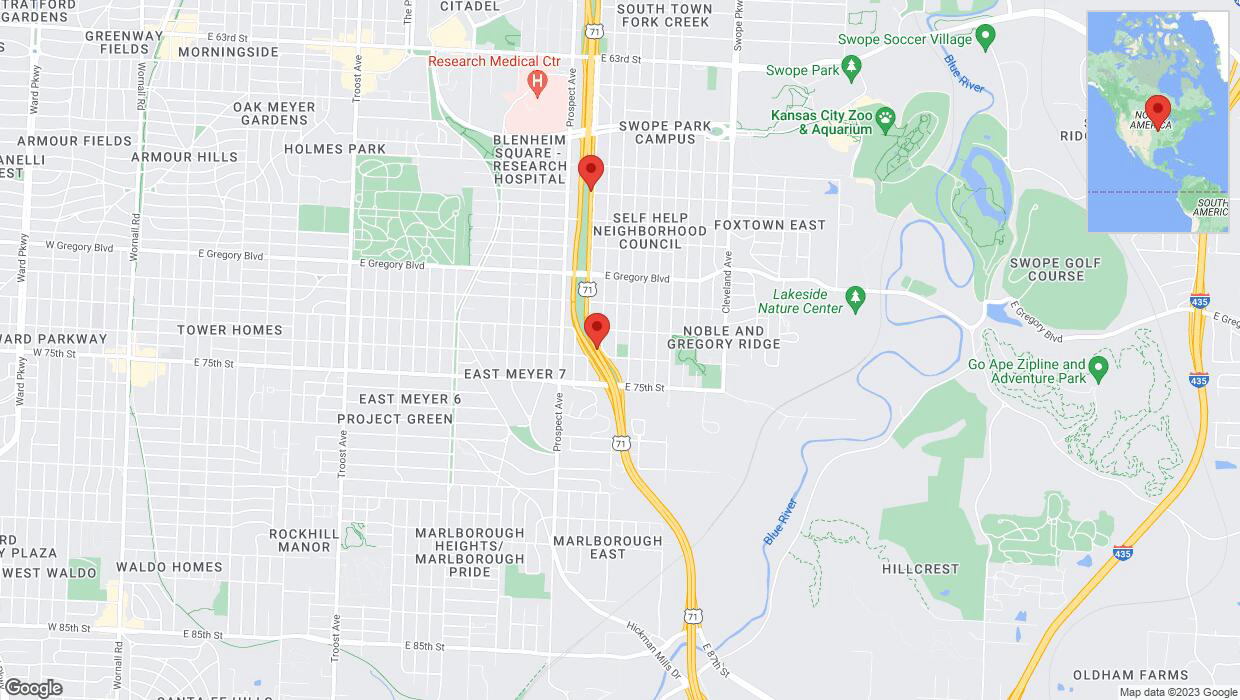 A detailed map that shows the affected road due to 'A crash has been reported on northbound US-71 North' on October 13th at 7:45 p.m.