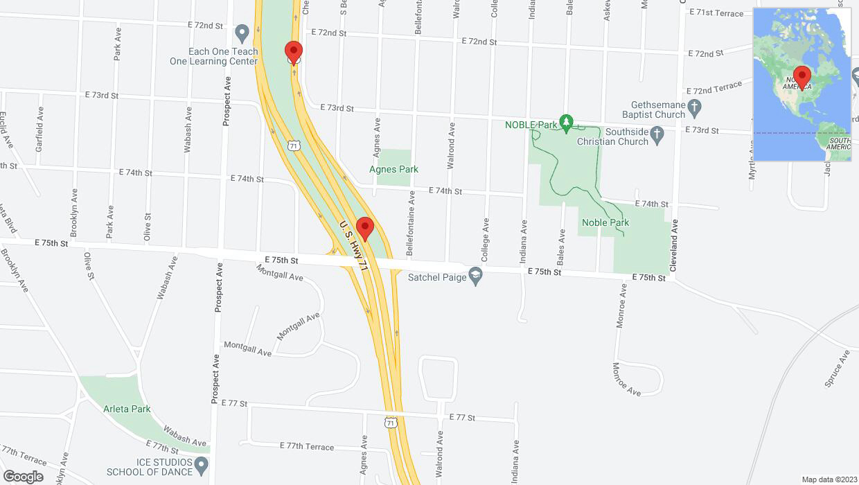 A detailed map that shows the affected road due to 'I-40/US-71 closed in Kansas City' on October 13th at 8:15 p.m.