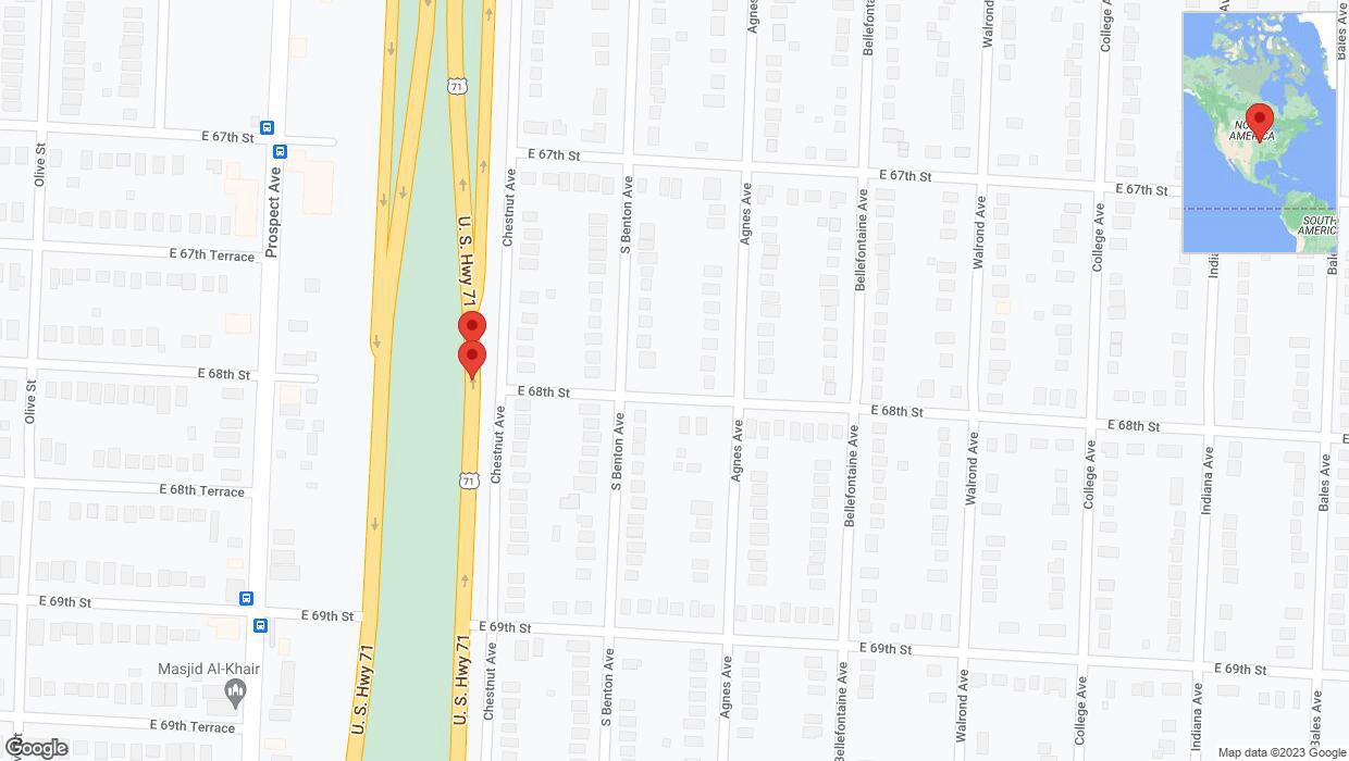 A detailed map that shows the affected road due to 'Reports of a crash on northbound the Bruce R Watkins Expressway/US-71' on October 13th at 8:45 p.m.