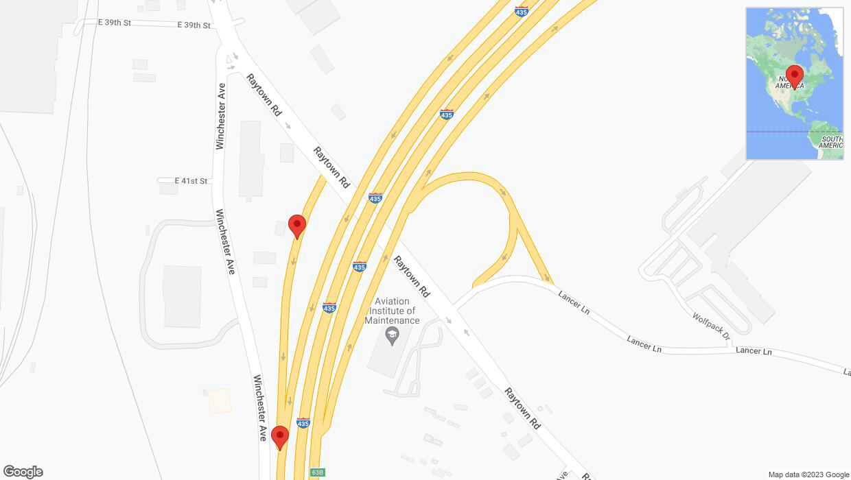 A detailed map that shows the affected road due to 'Broken down vehicle on East 41st Street in Kansas City' on October 14th at 12:57 p.m.
