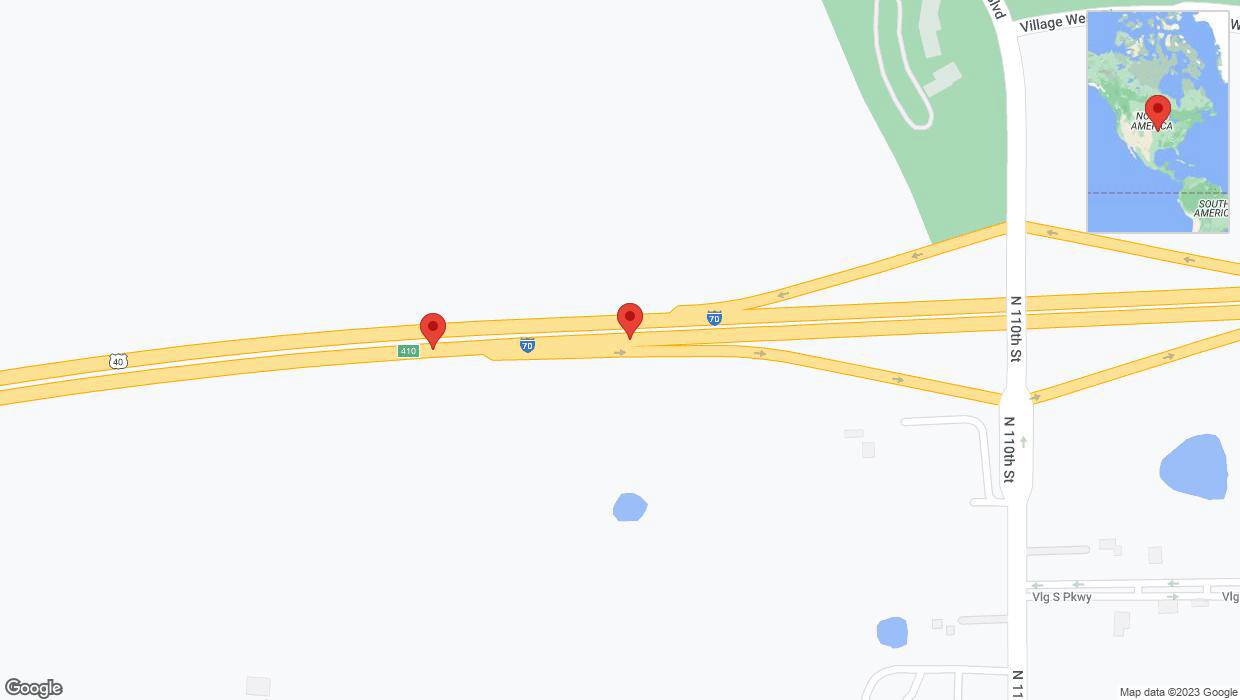 A detailed map that shows the affected road due to 'Broken down vehicle on eastbound I-70 in Edwardsville' on October 14th at 3:09 p.m.