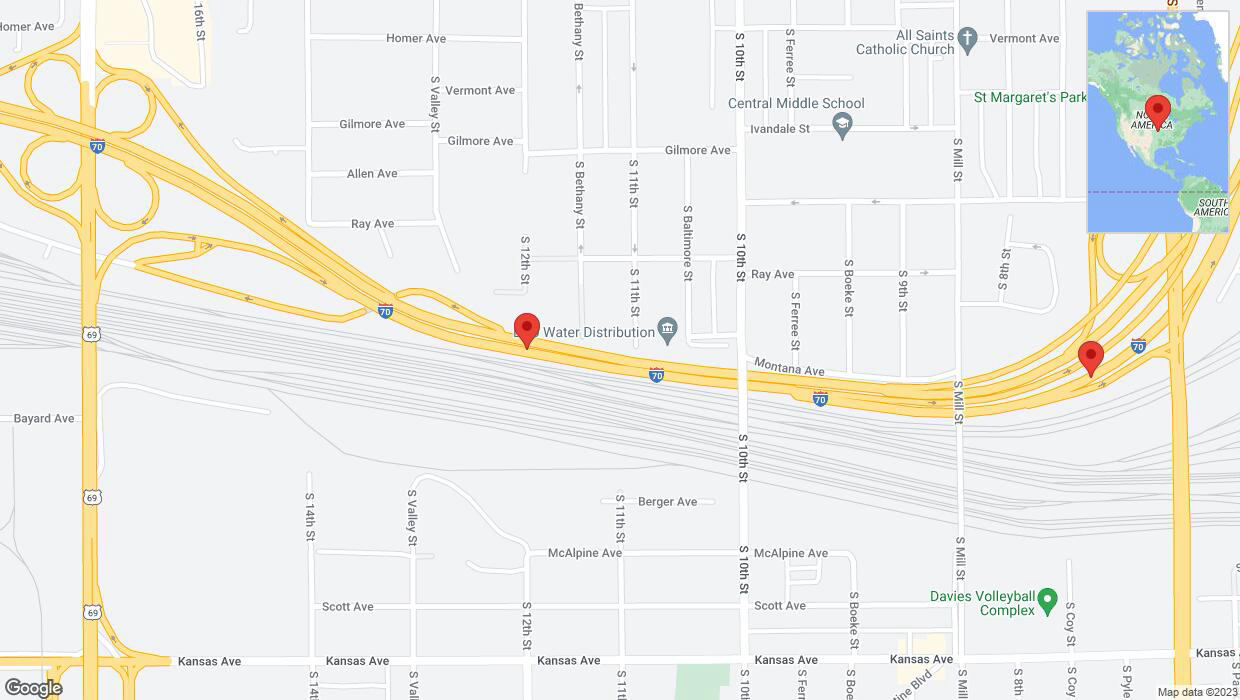 A detailed map that shows the affected road due to 'Crash report: I-70' on October 14th at 4:09 p.m.